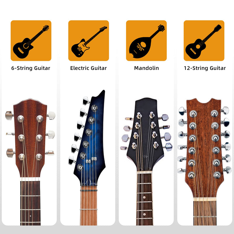 Guitar Wall Mounts 4 Pack, Hangers Hooks Bracket Holders for Acoustic and Electric Guitars, Bass Banjo Mandolin, Black Walnut Wood Base V4-Black