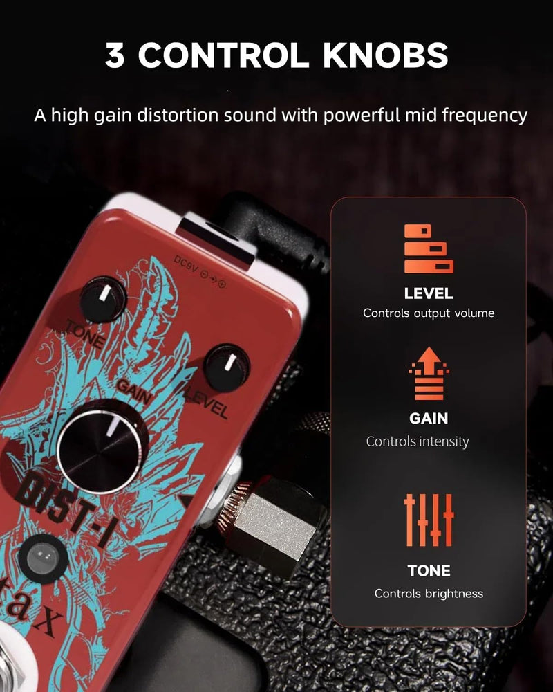Stax Vintage British Distortion Pedal - Classic UK-Inspired Overdrive & Crunch for Guitar High Gain Tube Amp Tone True Bypass. British Dish
