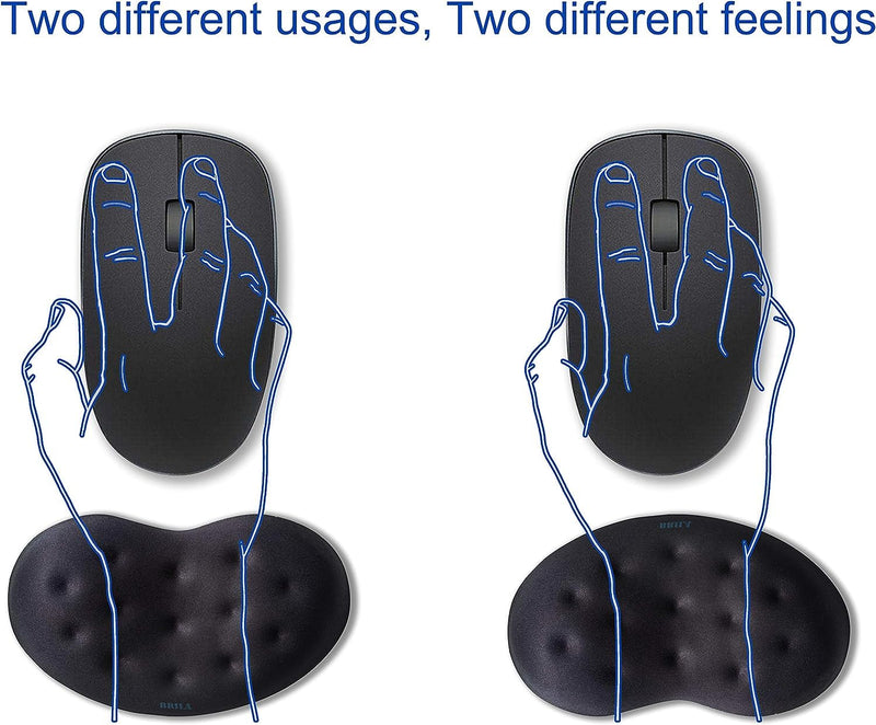BRILA Ergonomic Memory Foam Mouse Wrist Rest Support Pad Cushion for Computer, Laptop, Office Work, PC Gaming - Massage Holes Design - Wrist Pain Relief (Black Mouse Wrist Rest) Black Mouse Wrist Rest