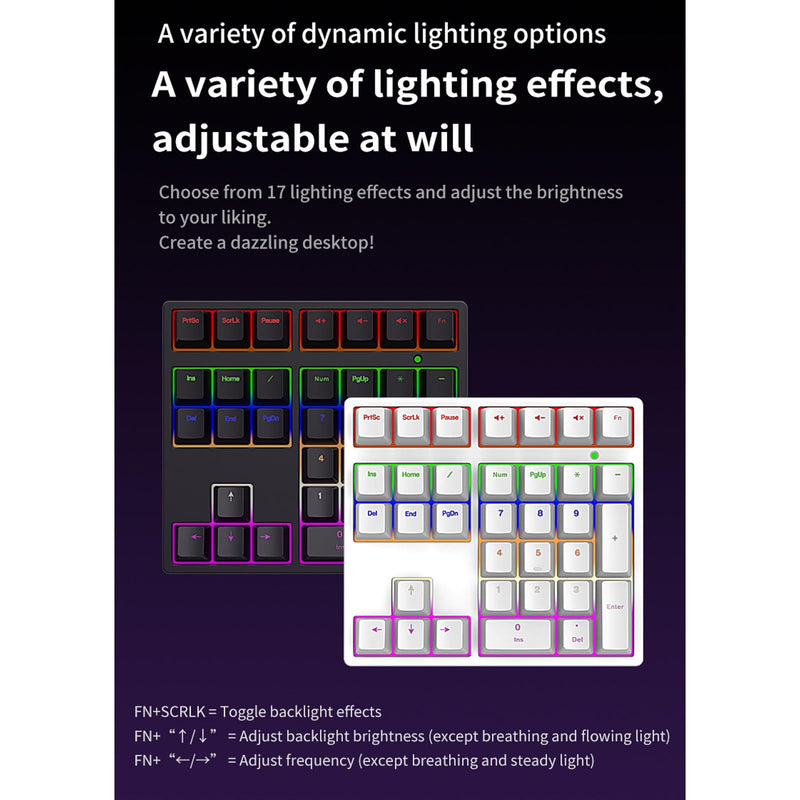 XUMIUZIY Number Pad, Mechanical Numeric Keypad with RGB Backlit, Hotswap Blue Switches, PBT Keycaps, 34 Keys USB Wired Numpad for Laptop, Computer, PC (White) White