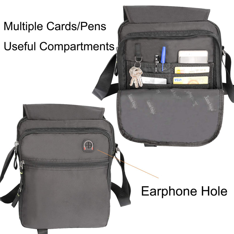 Vertical Messenger Bag, Crossbody Bag, Shoulder Bag Work Satchel for iPad Tablet Kindle Large-black