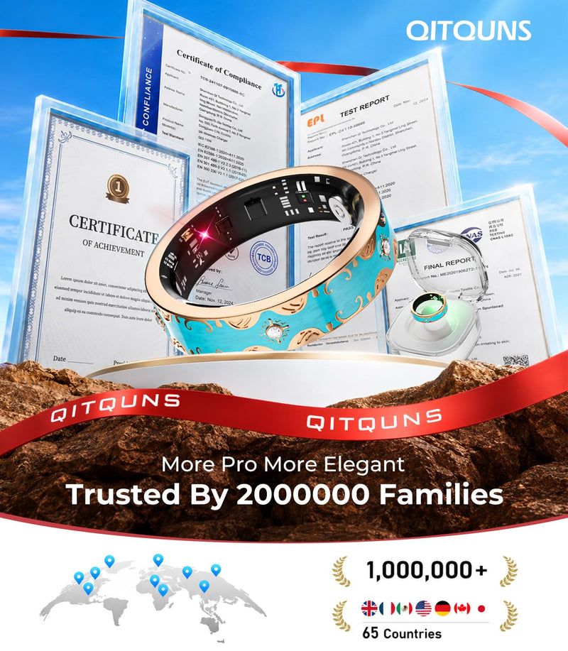 Diamond Smart Ring and Wireless Charging Case 【Industry Rank 1-10 Measurement Error】 Smart Ring for Women for man - Advanced Health Tracker for Wellness and Activity Tracking, Blue 10#