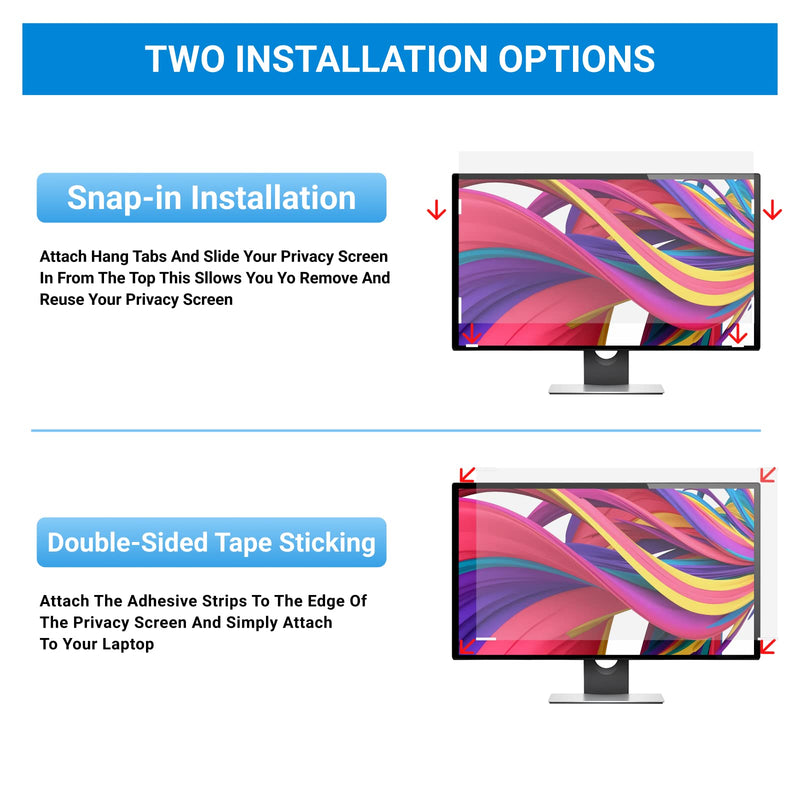 [2 -Pack 24 Inch Computer Privacy Screen for 16:9 Widescreen Monitor Shield Removable Eye Protection Anti-Glare Blue Light Anti Scratch Filter Comput 2 Pack 24 inch