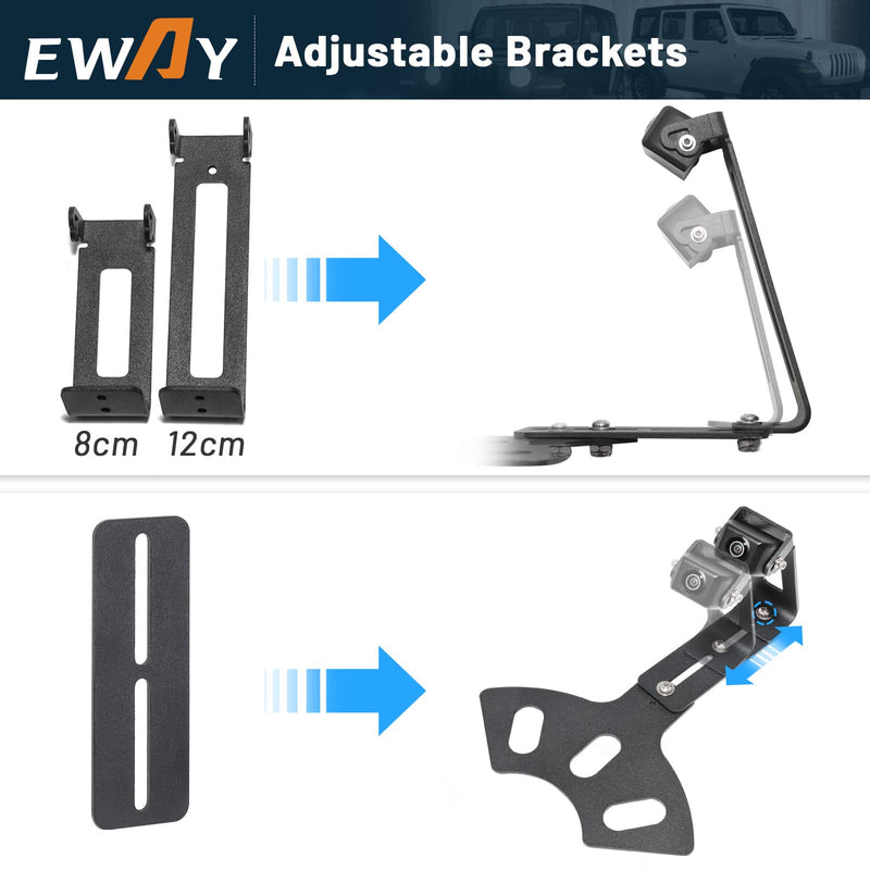 EWAY Light 2.0 Spare Tire Reverse Backup Camera for Jeep Wrangler JK Compass Commander Patriot Liberty 2007-2018, Upgrade Ajustable Brackets for Flexible Angle, Hitch Camera with 90° Ajustable Angle