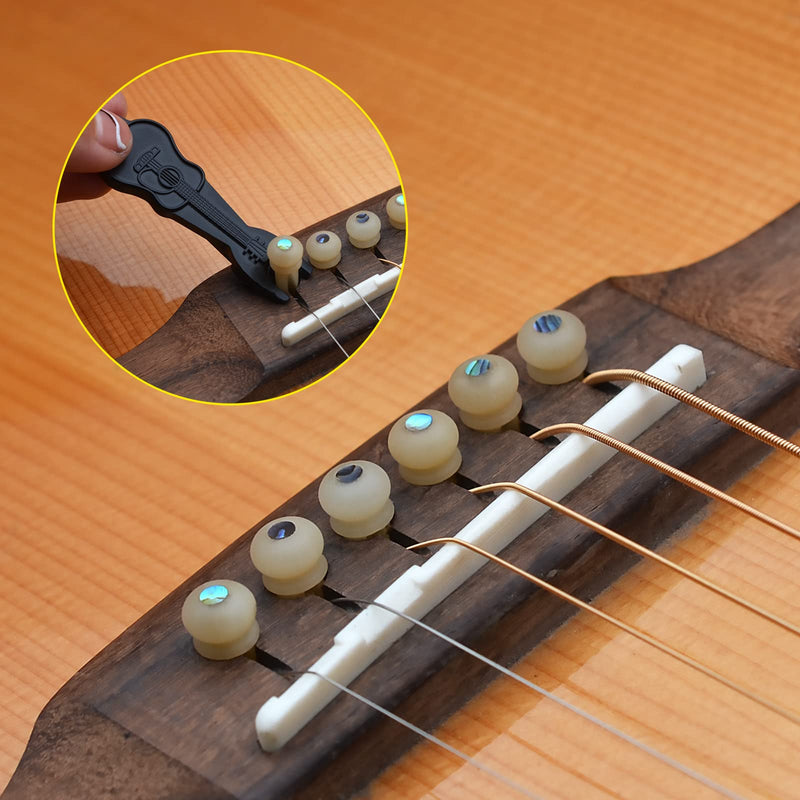 6Pcs Guitar Bone Bridge Pins Natural Bone Color Replacement Parts with Abalone Dot