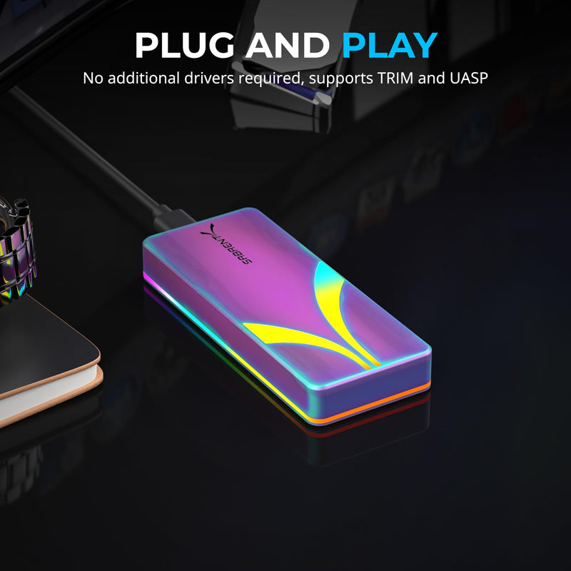 SABRENT Rocket RGB USB C 20Gbps M.2 SATA/NVMe SSD Enclosure - Special Edition (EC-RGBC)