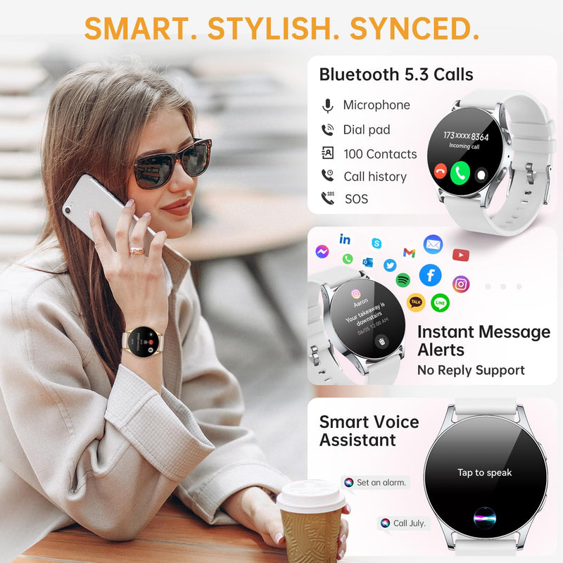 Smart Watch for Women Men with GPT, 1.32" AMOLED Fitness Tracker with Heart Rate/Sleep/SpO2 Monitor, Waterproof Smartwatch for Android/iPhone Phones