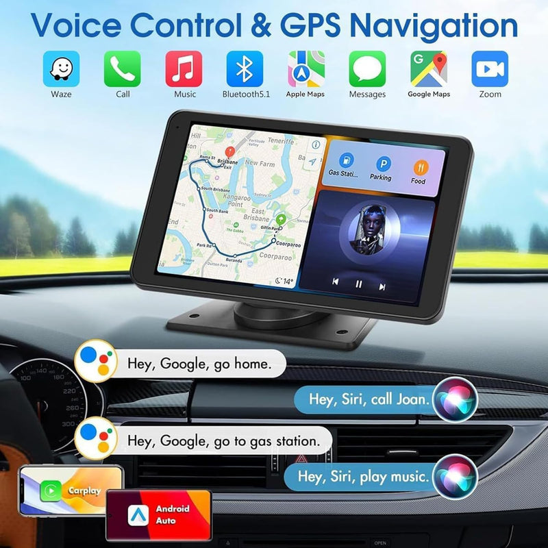 [AUSTRALIA] - Wireless Apple Carplay Screen for Car, 7" HD Touchscreen with Portable Apple Carplay & Android Auto Car Stereo with Backup Camera, GPS Navigation/Mirror Link/Voice Control/Bluetooth 7inches 