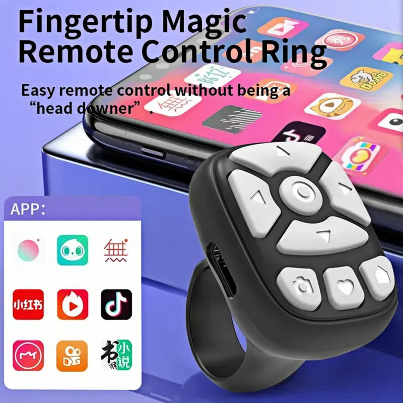 TikTok Scrolling Ring,fingertip Wireless Bluetooth Remote Control,Wireless Bluetooth Remote Control, Video Scrolling Ring Remote Control Bluetooth Ring Scroller, Scrolling Rings Rechargeable (Black) Black