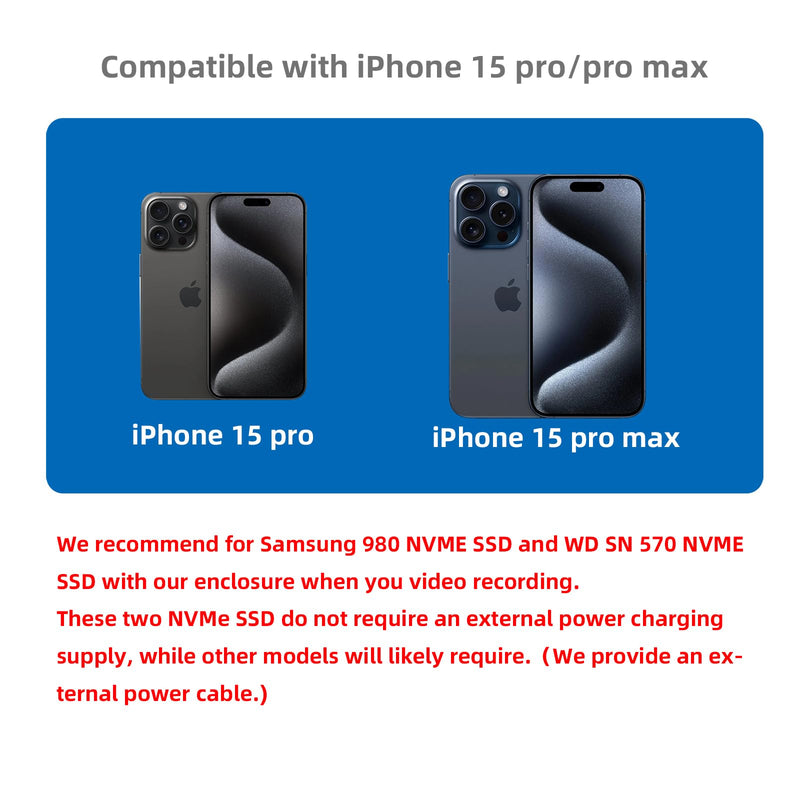 Magnetic USB-C 40Gbps NVMe SSD Enclosure for iPhone 15 Pro Max ProRes,USB to 2280 NVMe PCI-E Adapter, Aluminum External SSD Case with Cooling Fan for MacBook/ iPad Pro/Android