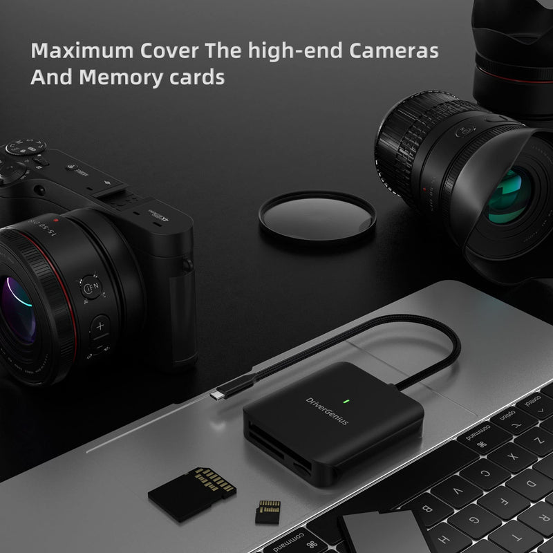 DriverGenius HB081 | 3-in-1 CFast 2.0 Reader USB-C UHS-II 4.0 SD/microSD Card Reader