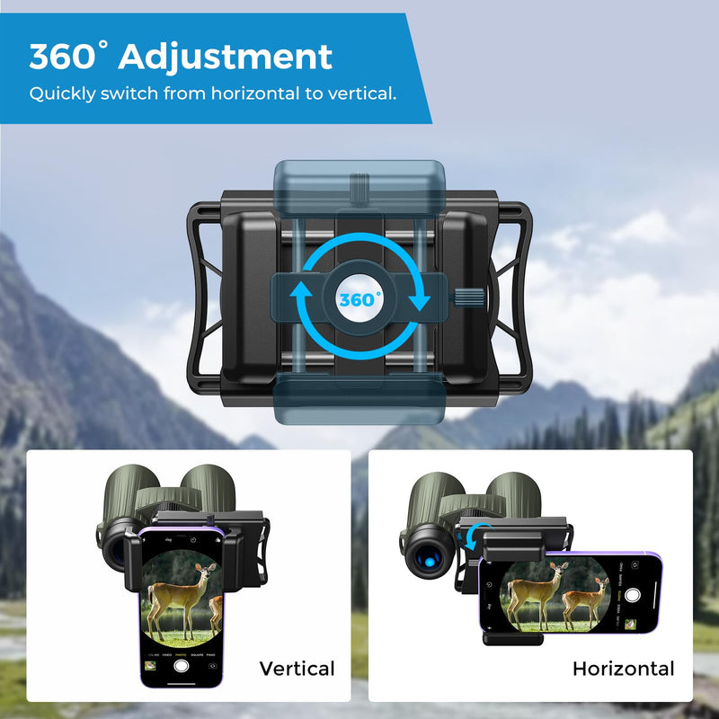 [AUSTRALIA] - APEXEL 360° Telescope Phone Adapter, Upgraded Binocular Photo Adapter for Android & iPhone, Smartphone Mount for Telescope, Monocular, Microscope, Spotting Scope. (Including Bluetooth Shutter Remote) 