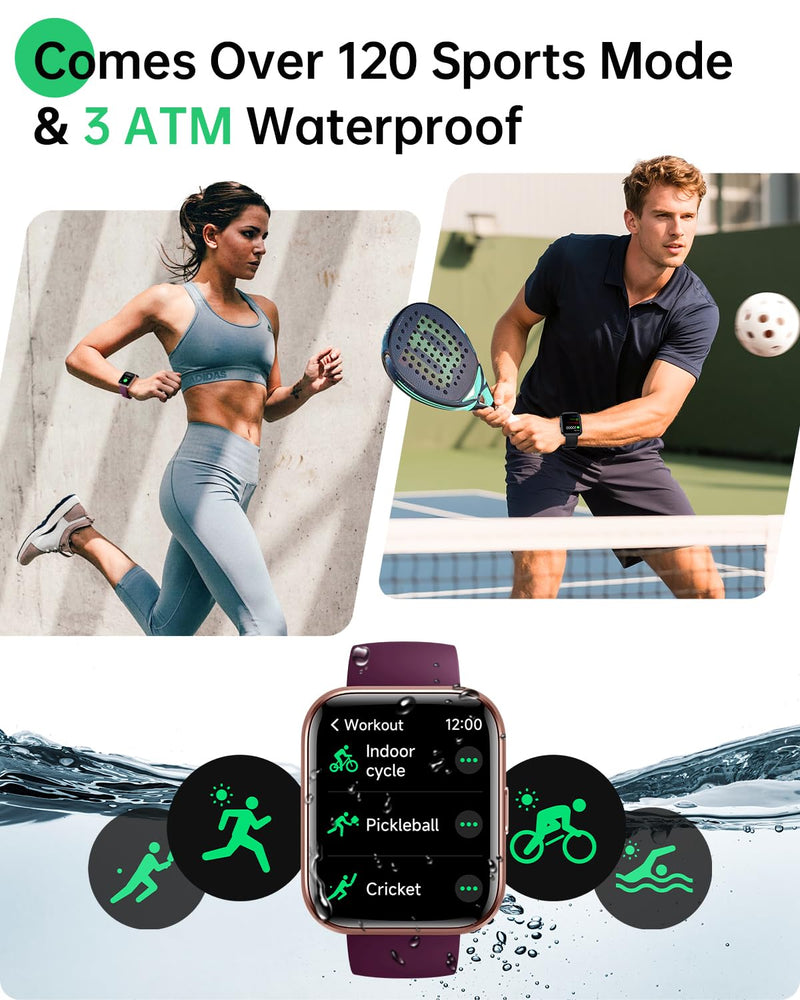 Smart Watches for Women, 1.83" Alexa Smart Watch for Android Phones & iPhones with Calls/Messages, 120+ Sport Modes Fitness Watches for Women Men with Heart Rate Monitor, Sleep/Activity/Health Tracker Burgundy