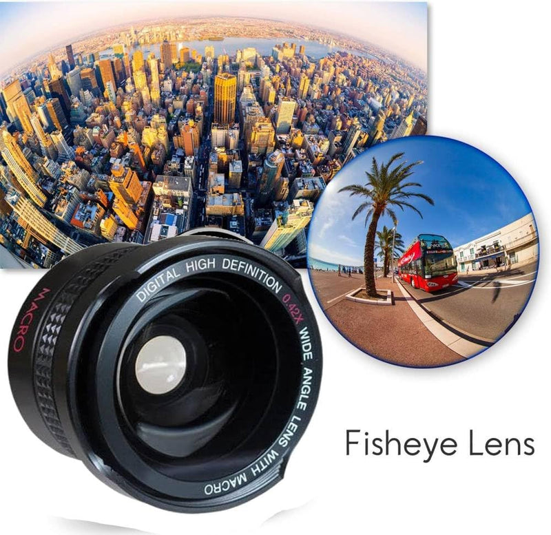 .42x HD Super Wide Angle Panoramic Macro Fisheye Lens for The JVC Everio GZ-MG680, MG670, MG630, MG465, MG435, MG365, MG360, MG335, MG330, MG230 High Definition Camcorders,(30.5MM size)