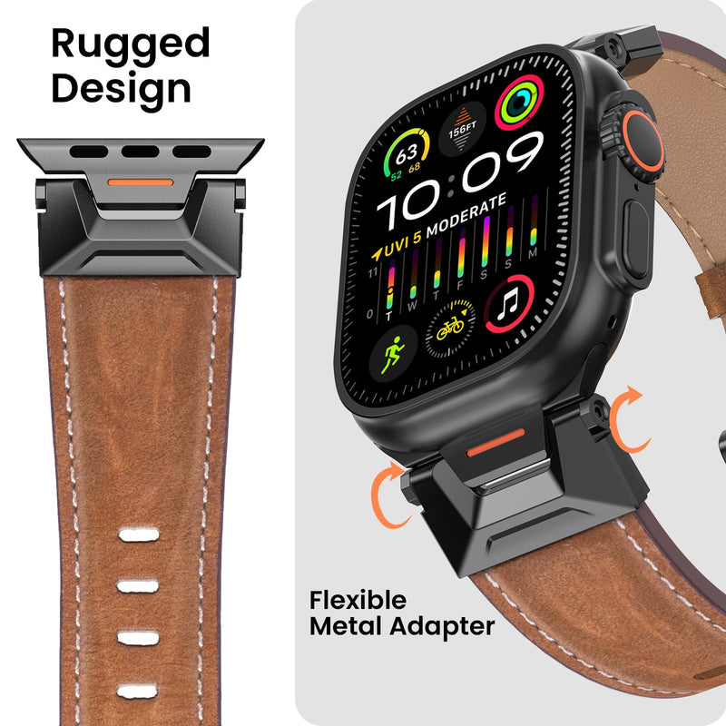 Top Grain Genuine Leather Compatible with Apple Watch Ultra Band 49mm 46mm 45mm 44mm 42mm
