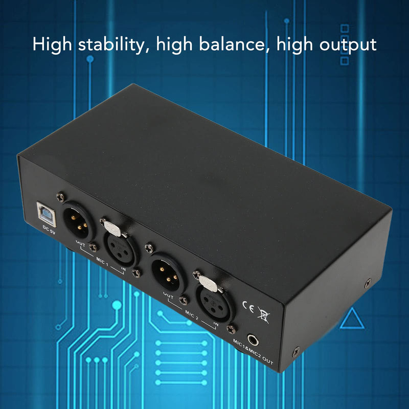 [AUSTRALIA] - 48V Phantom Power Supply, Microphone Phantom Power Supply with 2 XLR Cables, Support Dual Microphones, 48 V Phantom Power for Music Recording Equipment 