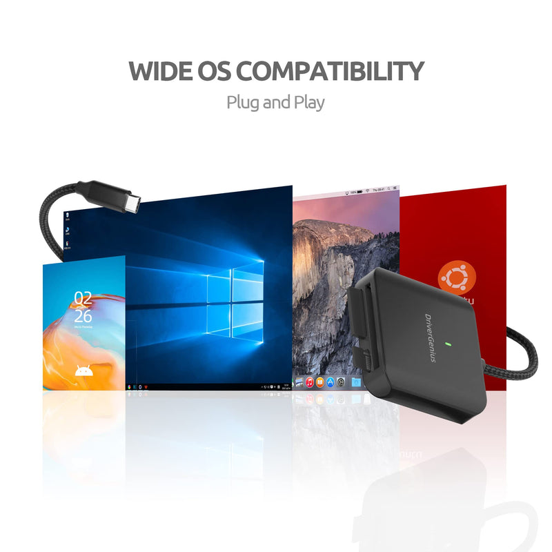 DriverGenius HB080 | 3-in-1 Compact Flash (CF-I) Card Reader USB-C UHS-II SD/MicroSD Card Reader for DSLR Camera - Metal, Win & Mac