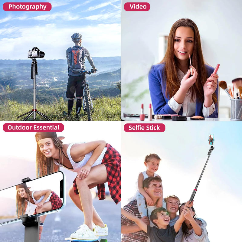 WOVTE 71" Selfie Stick Tripod with 2 Lights, Extendable Tripod for iPhone, Selfie Stick Tripod Stand with Remote, Portable Phone Tripod for Cell Phone Compatible with iPhone/Android, Gopro