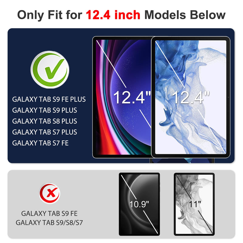 SPARIN Screen Protector for Samsung Galaxy Tab S9 Plus/S9 FE Plus/S7 FE 5G/S8 Plus 12.4'', 2 Pack HD Tempered Glass for galaxy Tablet S9 Plus/S9 FE Plus/S7 FE 12.4 inch