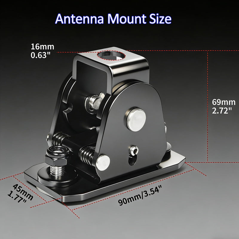 HYS 180° Rotation FoldAntenna Mount for Roof Racks, SO239 to PL-259 Cable | Rotatable bracket for easy garage clearance. Fits T-channel, platform, and bull bar roof racks. Includes 16.4ft coax cable.