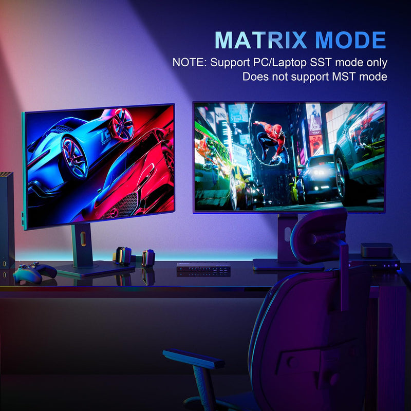4K 60Hz HDMI Matrix 4x2, PORTTA 4 in 2 Out Switch Splitter with Toslink 3.5mm Audio Extractor, ARC, 16 EDID Modes, 4K Downscale, and IR Remote Support HDMI 2.0b HDCP 2.3/2.2 HDR 3D HDMI Matrix 4x2 with Audio Extractor
