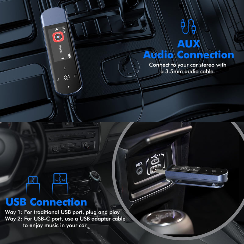 RUIZU 64GB USB MP3 Player with Bluetooth 5.3, Clip Jam Portable Music Player for Sports Running, USB MP3 Player Stick with FM Radio, Voice Recorder, Digital Audio Shuffle Repeat, Phone File Transfer Blue