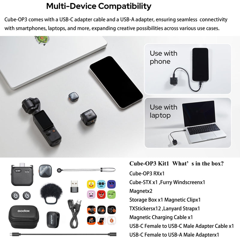 GODOX Cube-OP3 Kit 2.4GHz Wireless Microphone System for DJI OSMO Pocket