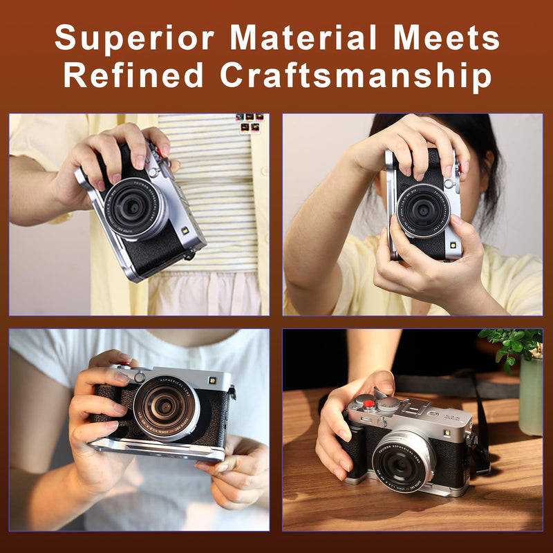 [AUSTRALIA] - Haoge Handle HandGrip for Fujifilm X-E5 Camera Body L-Shape Grip Bracket HG-FUXE5N-S Silver with Arca-Swiss Standard Plate Silver-Plate 