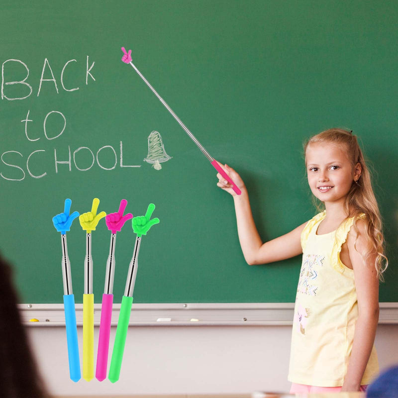 4PCS Pointer Stick for Classroom, Retractable Teacher Pointer, Extendable Finger Pointer Stick for School, Classroom Pointer and Pointer Finger Student Teacher Supplies 4Pcs B