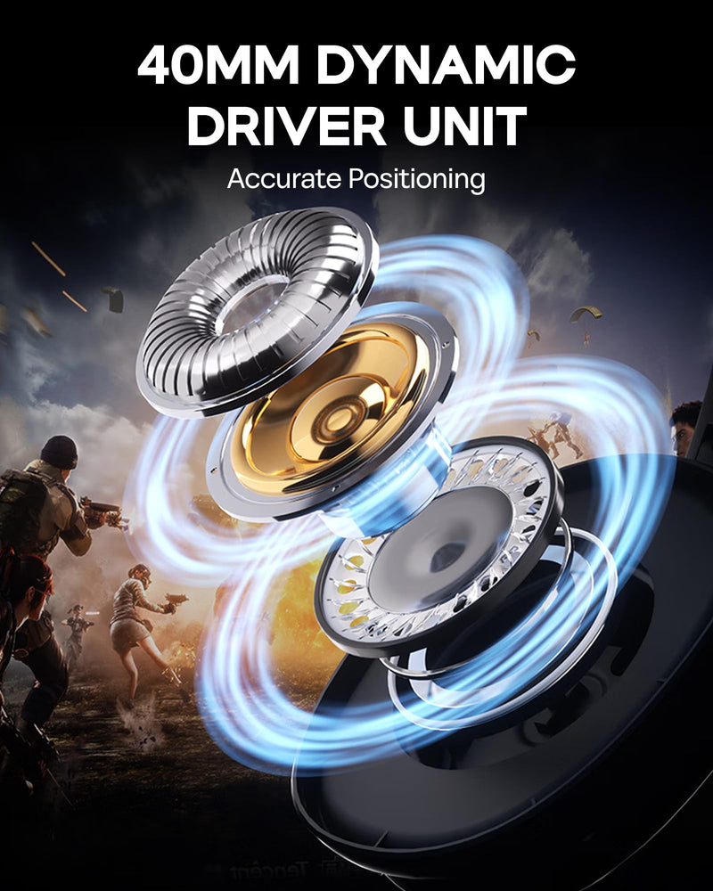 EPOMAKER X Aula G7 Pro Wireless Gaming Headset, Dual Mode BT5.3 & 2.4GHz, 7.1 Surround Sound, 80+ Hour Battery, RGB Light, with Noise Canceling Mic for PS5, PS4, Switch, PC (White) White