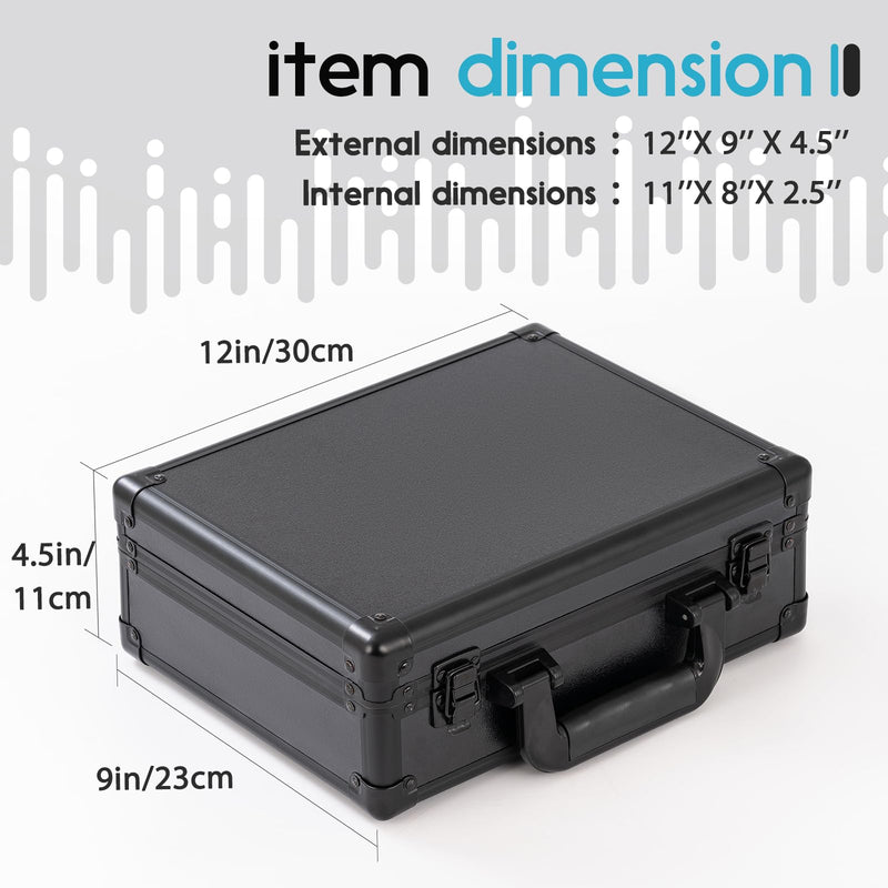 Small Hard Case with Pluck Foam Interior for Pisto l, GoPro,Microphone, Camera, and More - Outer Size 12.2 x 9 x 4.5 Inches, Black