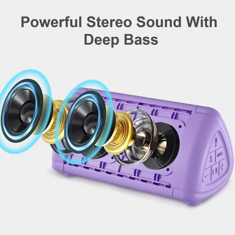 Prosonic BT3 Portable Wireless Bluetooth Speaker with 10W Stereo Sound & Bass Boost -Rich Sound & Intense Bass -Bluetooth 5.0 -Microphone -IPX5 - in & Outdoor Speaker (Purple) Purple