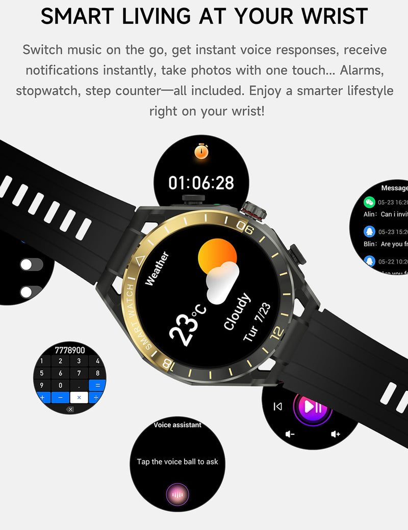 ZJX Smart Watch with Earbuds for Men, 1.52-inch Full-Touch HD Screen Metal Body, TWS Sports Earbuds smartwatch 2-in-1, Support Custom dial, Health Monitoring, Message Reminder silvery green