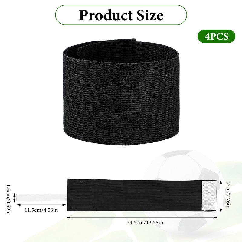4Pcs 13.58x2.76in Arm Band Soccer Armband Black Elastic Exercise Armband Mourning Bands Elastic Adjustable Armbands for Volleyball Basketball Team Funerals, Memorial, Condolence
