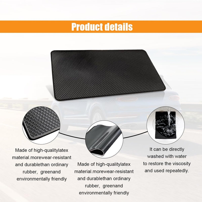Car Dashboard Anti-Slip Mat, 10.6"×5.9" Universal Car Dash Sticky Rubber Mat, Multifunctional Non-Slip Adhesive Pad Auto Dash Gripping Mat for Cell Phones, Keys, Coins, Sunglasses (Grid) Grid