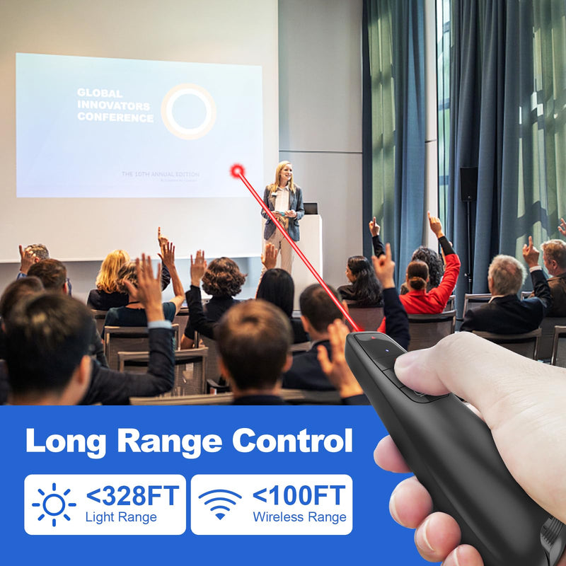 Wireless Presentation Clicker PowerPoint Presenter Remote: Red Laser Pointer Computer Clickers, USB A Project Power Point PPT Clicker for Mac Laptop Office, Slideshow Google Slide Advancer
