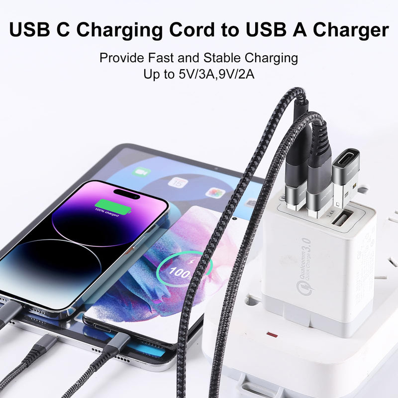 USB to USBC-C Adapter 10 Pack,USB to USB C Adapter,USB C Female to USB Male Adapter,USB A to USB C Adapter,USB C to USB Charger Converter OTG for iPhone 15/14/13 Pro,MacBook Pro,Laptop,PC Grey & Black