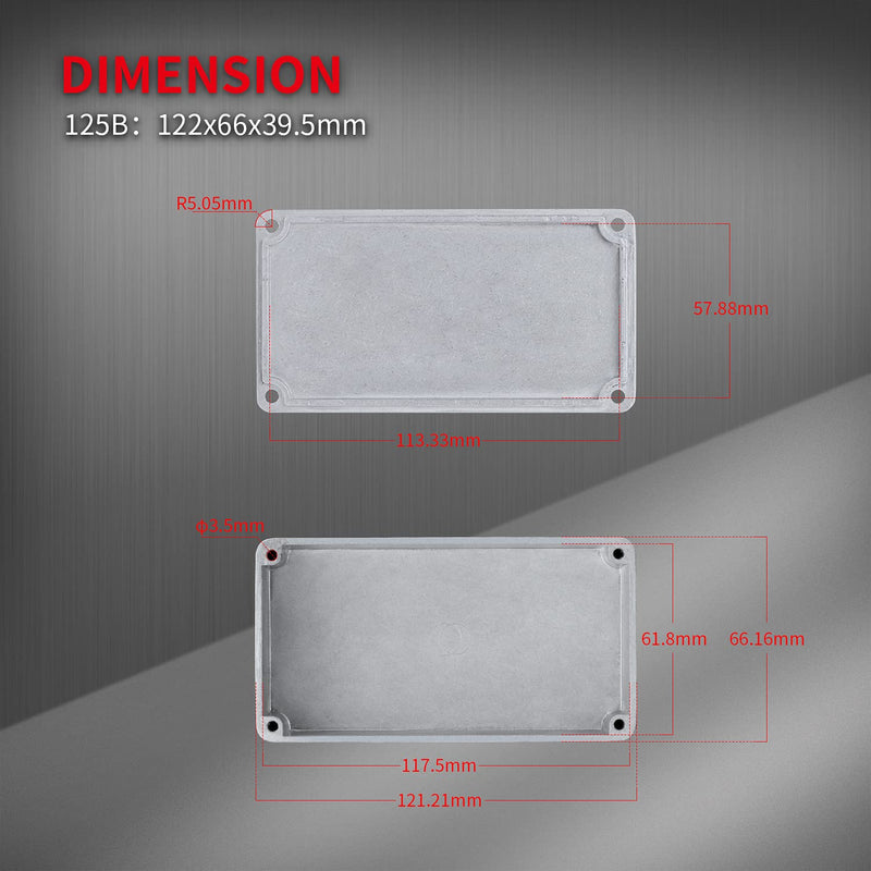 DaierTek 125B 1590N1 Aluminum Guitar Pedal Enclosure 122x66x39.5 MM Metal Stompbox Enclosure Guitar Effect Unfinished Toggle Switch Box (Pack of 2)