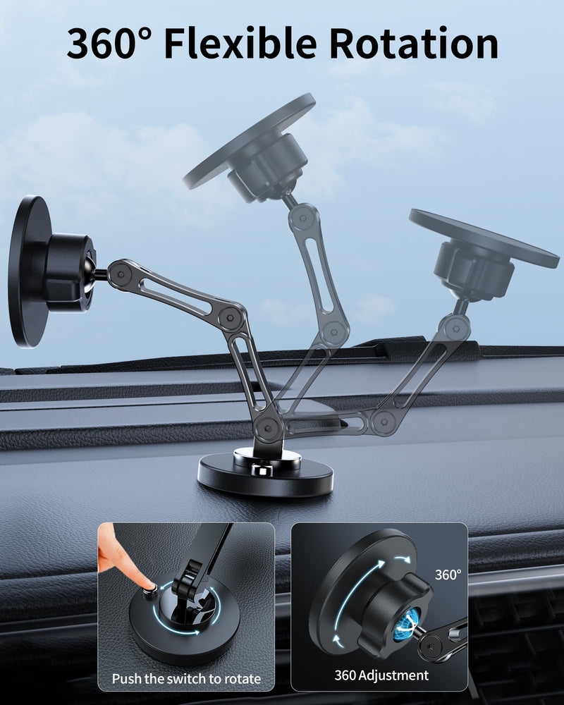 ZBF Magnetic Car Phone Holder Mount (360° Rotation) Cell Phone Car Holder, Phone Mount for Car Windshield Dashboard Hand Free Mount for iPhone 17 16 15 14 13 Pro Max All Smartphones Non-Charging
