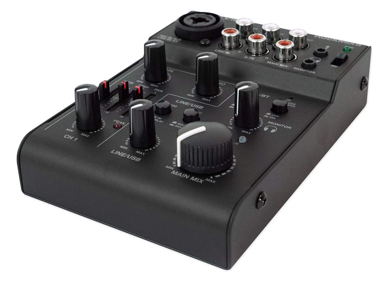 Rockville RockMix 5 Channel Pro Mixer w/USB Interface, Bluetooth, Echo, 2-Band EQ, Compact Design, Portable, for Podcasting and Live Music