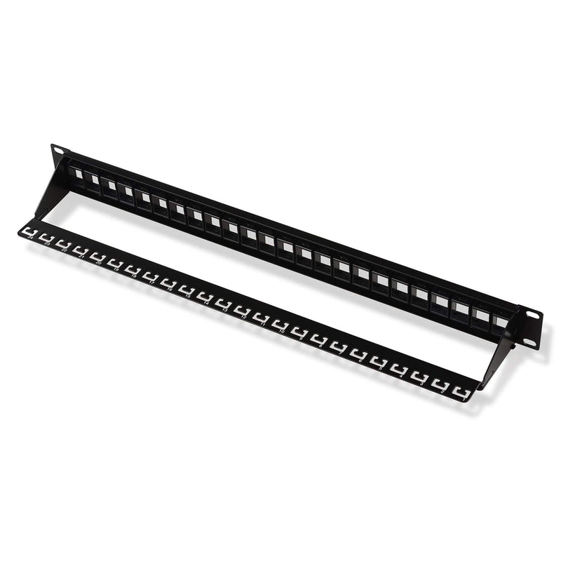 Cable Matters Rack or Wall Mount 24-Port Cat6, Cat 6 Keystone Patch Panel (Blank Patch Panel) & Slim Profile 90 Degree Cat 6 RJ45 Keystone Jack in White