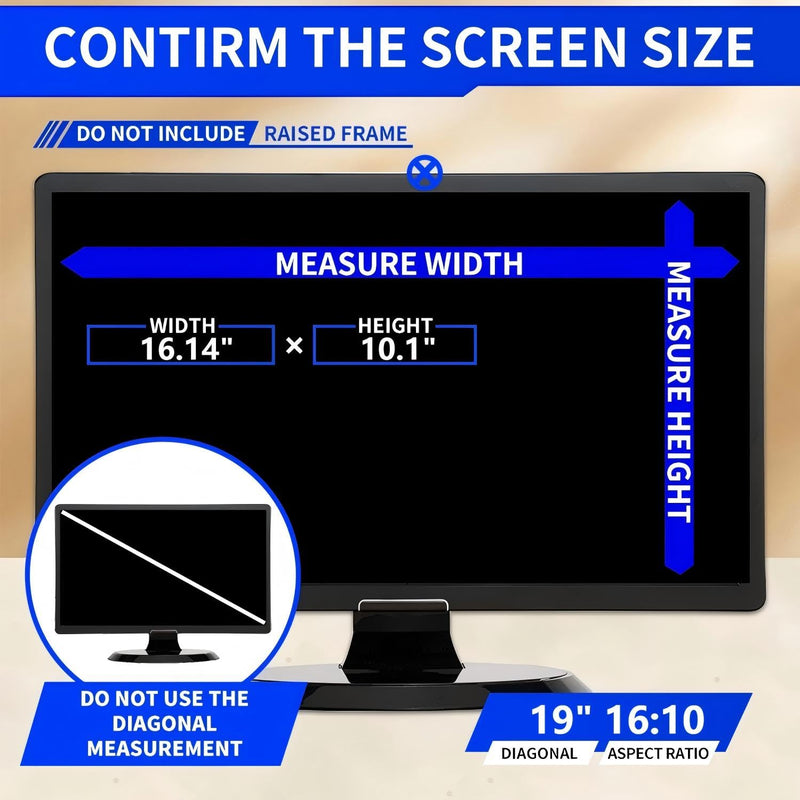 19" Computer Privacy Screen Filter for 16:10 Widescreen Monitors - Premium Anti-Glare Computer Screen Cover: Anti-Glare - Anti-Scratch - UV & Blue Light Protection