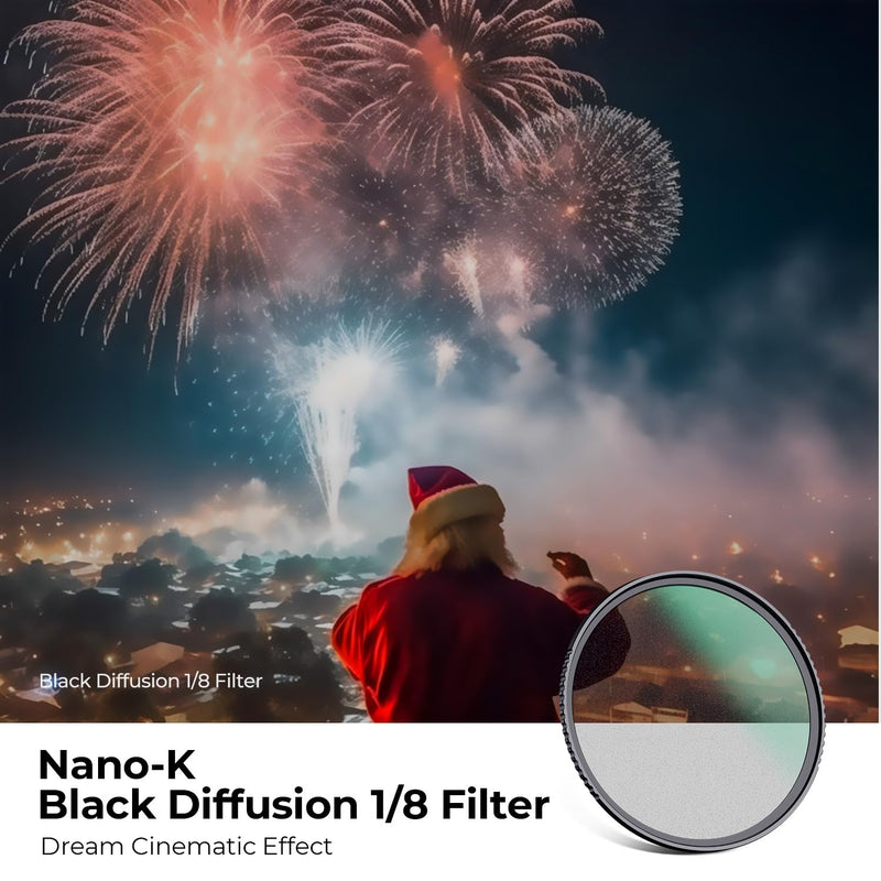 K&F Concept 82mm Black Diffusion 1/8 Filter, Mist Dreamy Cinematic Effec Filter for Video/Vlog/Portrait Photography K-Series