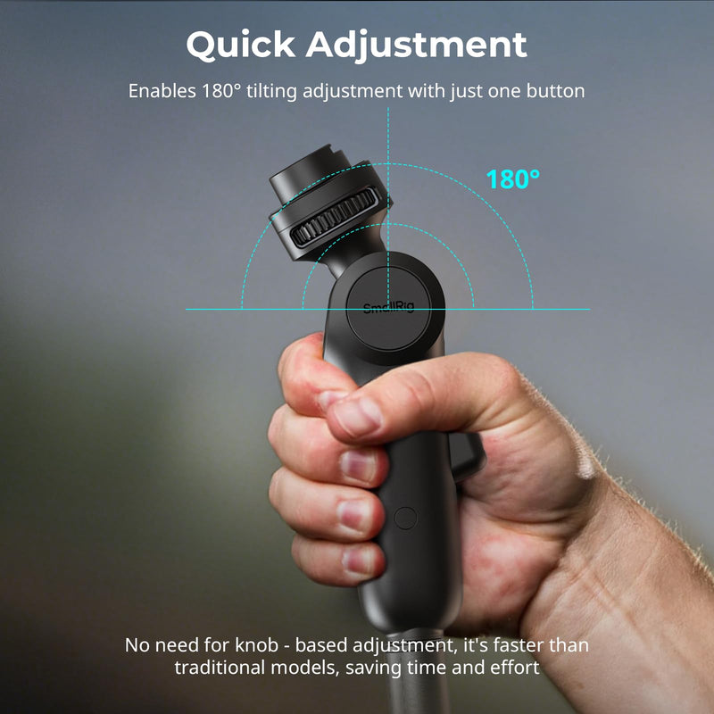 [AUSTRALIA] - SmallRig Quick Adjustment Light Stand Adapter, One-Button 180° Pitch Adjustment, 3kg Load Capacity, for COB Video Light/Camera/Phone Clips, for On-Camera Flash, 5181 