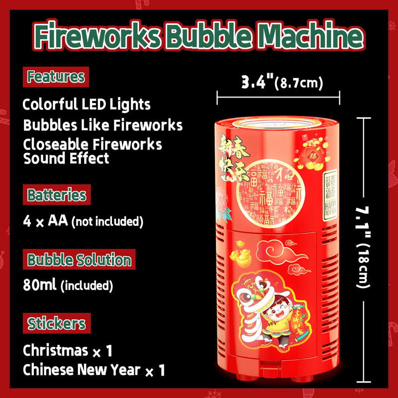 [AUSTRALIA] - Fireworks Bubble Machine (13 Holes) with Dazzling RGB LED Lights, Automatic Sparklers Bubbles Toy, Bubble Blower for Kids Toddlers, Party Birthday Wedding Christmas Chinese New Year Decorations 13 Holes With 80ml Bubble Solution 