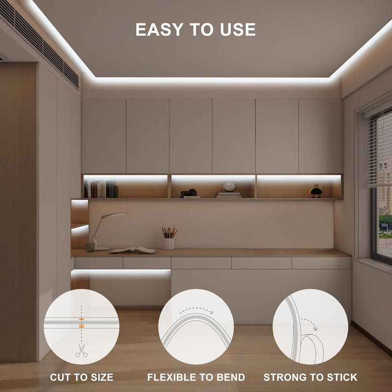 MINGER Led Strip Light 16.4ft, Dimmable for Mirror, Closet, Cabinet, 6500K Bright Daylight White