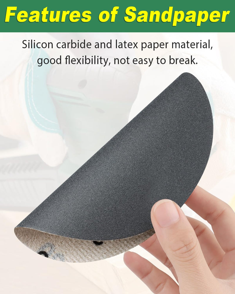 Bolatus Pack of 5 Sandpaper 125 mm Velcro, Grit 2000 Wet Dry Sanding Discs Round Random Orbital Sanders Sanding Sheets for Car Metal Wood Pack of 5 2000 grit