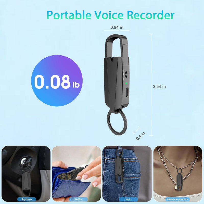 [AUSTRALIA] - 64GB Digital Voice Recorder with Playback - Keychain Voice Activated Recorders Audio Recording Device - 760 Hours Capacity for Lectures Meetings Music 64GB 