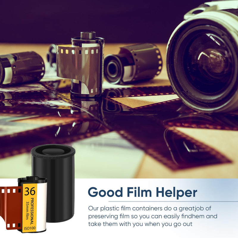 50 Pcs Film Canisters with Caps 35 mm Plastic Film Canister Holder Camera Reel Containers Empty Film Containers with Lids for Beads Fish Hook Keys Small Accessories Storage(Black) Black