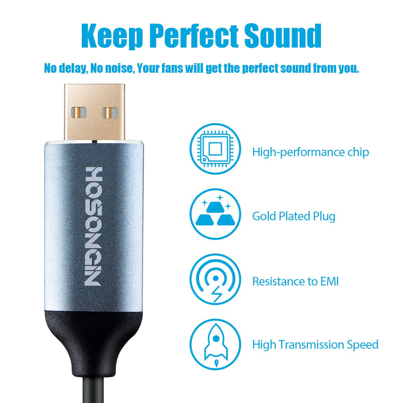HOSONGIN MIDI to USB Cable 6 Feet, USB to 5-PIN MIDI Interface Adapter Connecting with Keyboard Synthesizer Drum for Editing Recording 5PIN-MIDI to USB